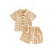 Toddler Boys 2PCS Shorts Sets Short Sleeve Plaid Shirt and Drawstring Shorts Sets Summer Beach Clothes