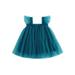 Qtinghua Toddler Baby Girl Summer Cute Dress Ruffle Sleeveless Boho Tutu Princess Birthday Tulle Dresses Sapphire Blue 3-4 Years