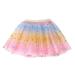 IROINNID Mini Tutu Skirt For Girl Yarn Skirt Children s Rainbow Sequin Skirt Dance Performance Skirt Pink