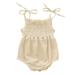 Rovga Kids Girls Baby Toddler Bodysuits Sleeveless Solid Linen Romper Sling Backless Jumpsuit Outfits