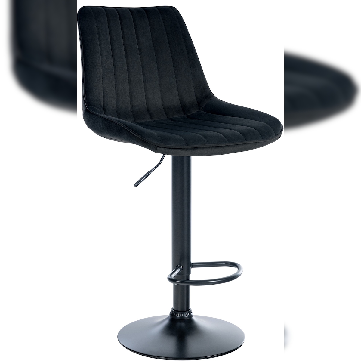 CLP Barhocker Toni Samt schwarz/schwarz Image