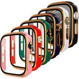 6-Pack Hard PC Case Compatible with Apple Watch 40mm Case with Tempered Glass Screen Protector Hard PC Case Overall Protective Case for Men Women iWatch GPS Series 6/5/4/SE Assorted