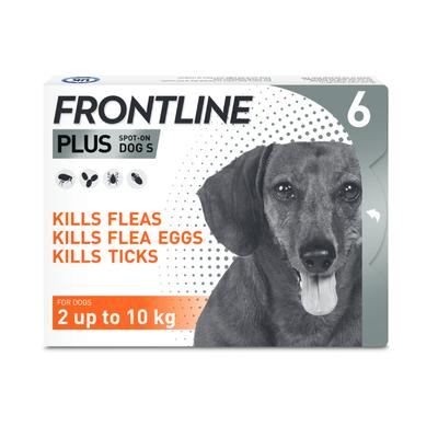 Frontline Plus Spot On | S (2-10kg) | 6 Pipettes | Dog Flea & Tick Treatment