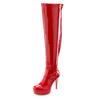 Overkneestiefel "High-Heel-Stiefelette mit Plateau", Damen, Gr. 43, rot, Obermaterial: 100% Lederimitat. Futter: 100% Textilmaterial. Decksohle: 100% Lederimitat. Laufsohle: 100% Synthetik, LASCANA BELLE AFFAIRE, sexy, Schuhe Reißverschlussstiefel...