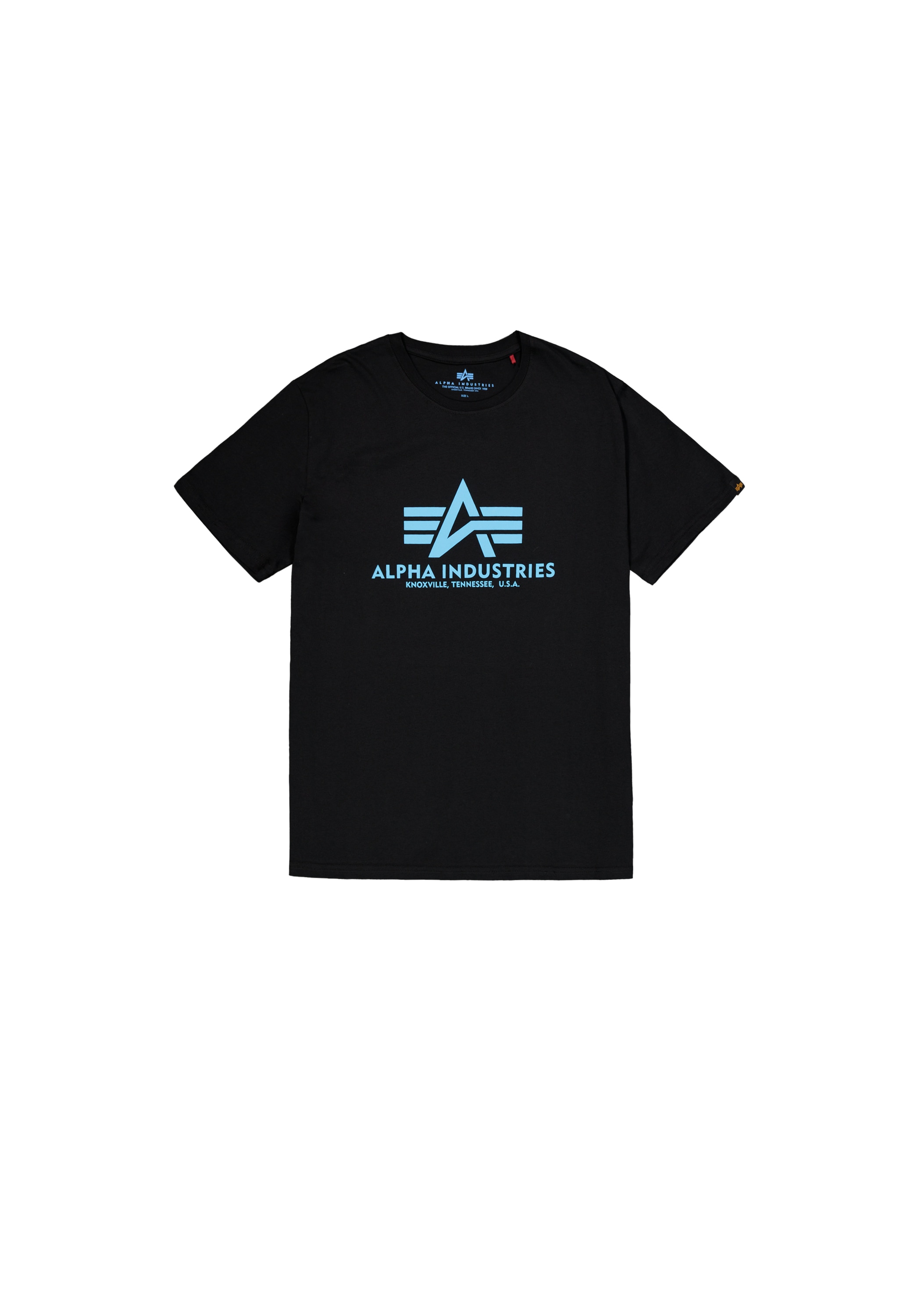 T-Shirt ALPHA INDUSTRIES "Basic T-Shirt BL", Herren, Gr. XL, schwarz (schwarz, blau), Obermaterial: 100% Baumwolle, Shirts Image