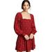 Free People Dresses | Free People / Two Faces Red Mini Dress Balloon Sleeve | Color: Red/Tan | Size: M