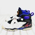 Nike Shoes | Nike Air Jordan 8 Retro Three Peat White Lace Up Buckle High Top Sneakers C350 | Color: Black/White | Size: 6.5b