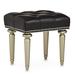 Michael Amini Hollywood Swank Vanity Stool Wood/Upholstered/Leather/Genuine Leather in Black | 18.75 H x 20 W x 16.5 D in | Wayfair NT03804-05