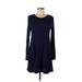 BCBGeneration Casual Dress - A-Line Scoop Neck Long sleeves: Blue Print Dresses - Women's Size Medium