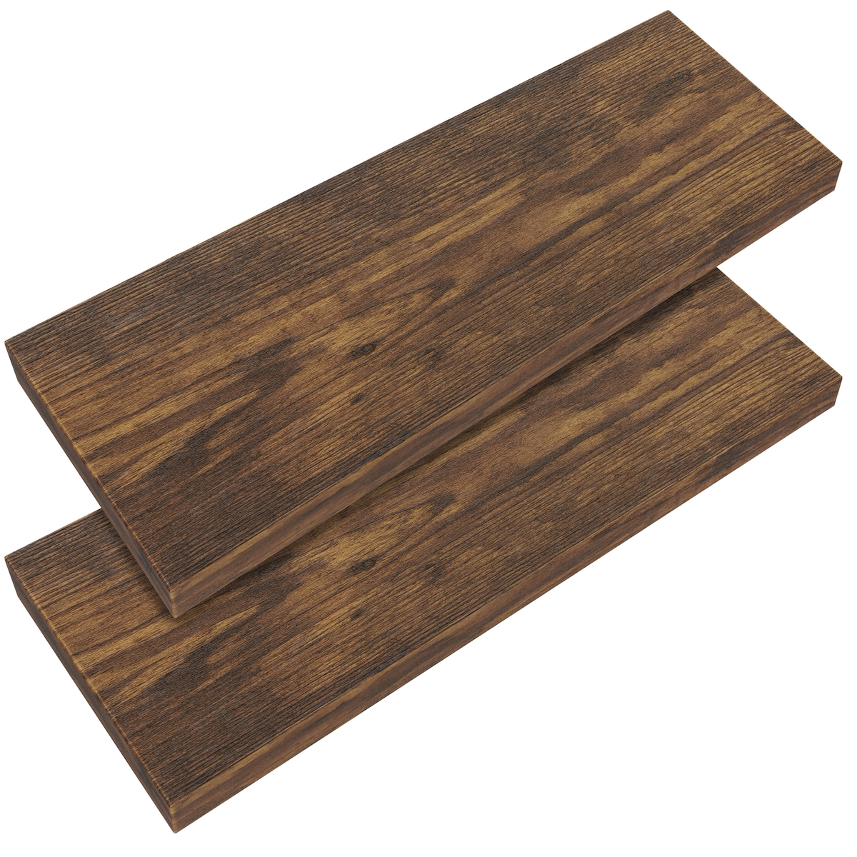 Casaria 2x Wandregal dunkle Eiche mit Halterung 70cm Schwebend Image