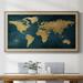 Breakwater Bay Navy Gold Map - Single Picture Frame Print on Canvas Canvas, Solid Wood in Gray | 21 H x 37 W x 0.8 D in | Wayfair