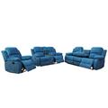 Latitude Run® 3 - Piece Reclining Living Room Set Microfiber/Microsuede in Blue/Brown | 40 H x 82 W x 37 D in | Wayfair Living Room Sets