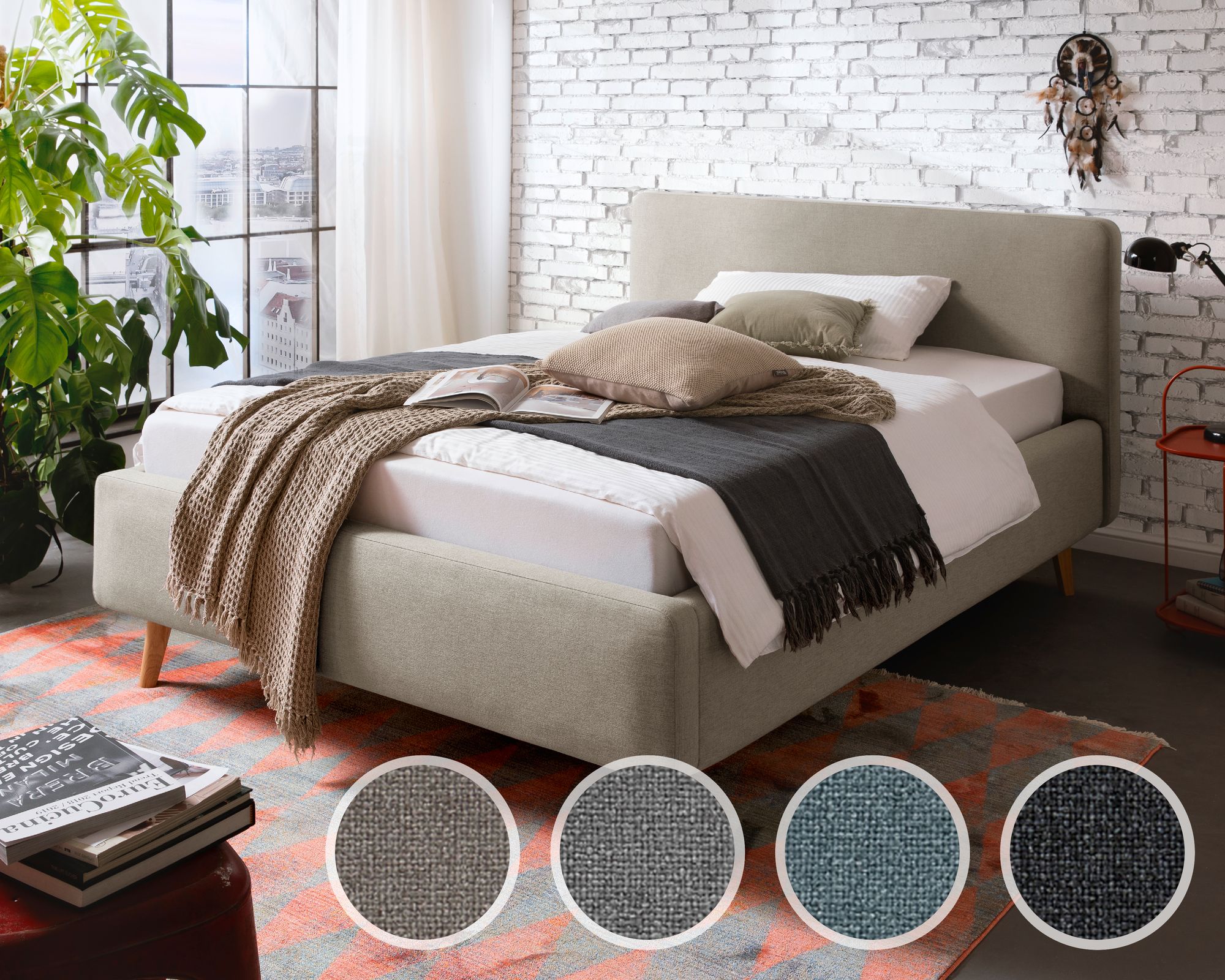 meise.möbel »Mattis« Polsterbett mit Bettkasten 160x200 cm / Anthrazit / ohne Bettkasten