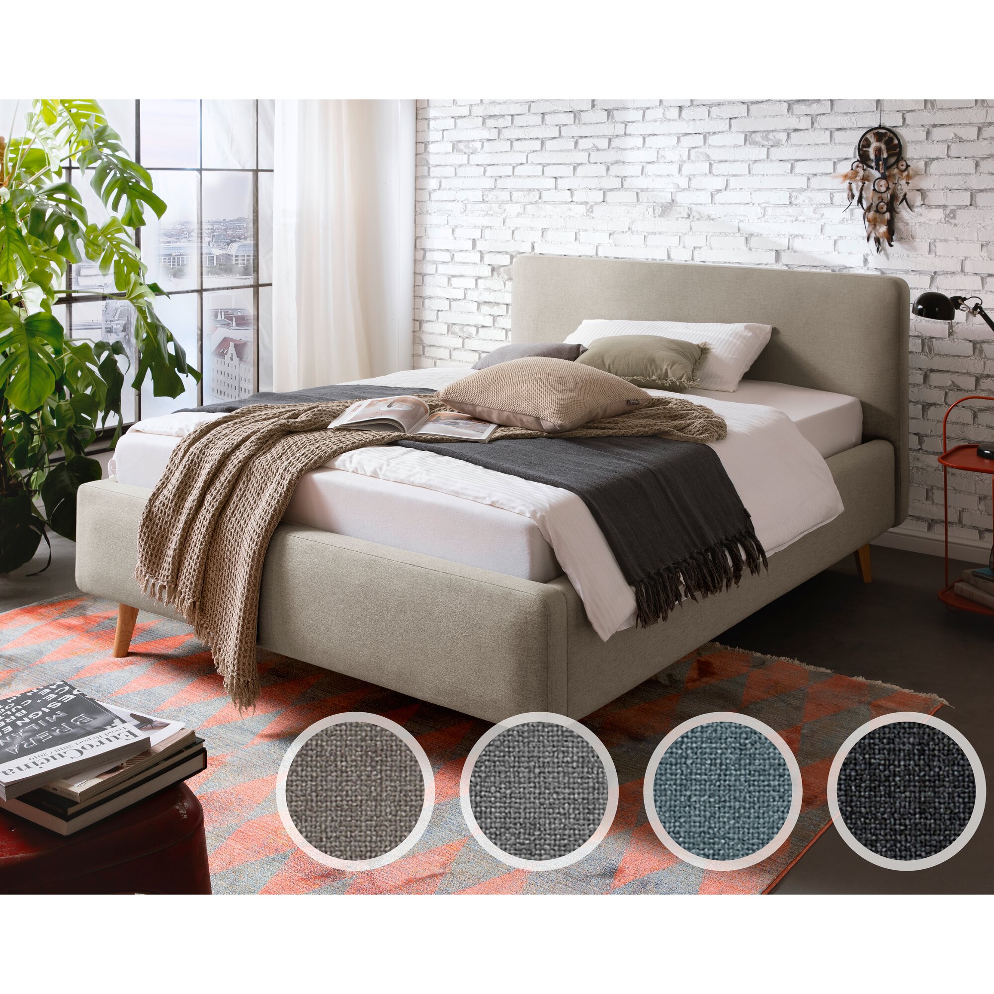 meise.möbel »Mattis« Polsterbett mit Bettkasten 180x200 cm / Eisblau / ohne Bettkasten