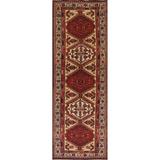 Ardebil Persian Vintage Runner Rug Hallway Hand-Knotted Wool Carpet - 3'3"x 10'11"