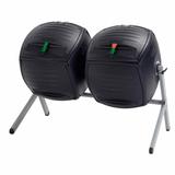 Set of Two 50-Gallon Compost Bin Tumbler Double Rotating Composter - 31.25 L x 58.13 W x 43.75 H in.