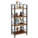 Rustic Bookshelf, 4 Tier Real Wood Bookshelf, Metal Book Shelf for Storage, Bookcase for Office Organization and Storage