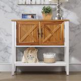 35" Farmhouse Wood Buffet Sideboard Console Table with Bottom Shelf and 2-Door Cabinet