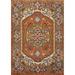 Orange Geometric Heriz Serapi Oriental Rug Hand-Knotted Wool Carpet - 2'0"x 3'0"