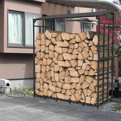 Large Firewood Log Rack Wood Storage Holder Iron Shed with Roof - 61.6 x 24.8 x 69.5 inch