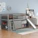 Twin Low Loft Bed with Attached Bookcases & Separate 3-tier Drawers, Convertible Ladder & Slide