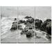 Design Art Black and White Rocky Coastline - 3 Piece Graphic Art on Wrapped Canvas Set