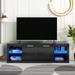 TV Stand with 2 Tempered Glass Shelves, for TVs Up to 70", TV Cabinet with LED Color Changing Lights