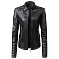 Womens Long Sleeve Leather Jacket Motorcycle Leather Jacket PU Leather Jacket Fashion Womens Jacket Coat