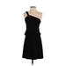 White House Black Market Cocktail Dress - Mini One Shoulder Sleeveless: Black Solid Dresses - Women's Size 0