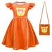 Superhero Kittens Costume Dress for Girls Halloween Short Sleeve Fancy Dress w/Bag Size 2-8T