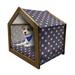 Prehistoric Country Pet House Symmetric Star United States Independence Freedom Theme Outdoor & Indoor Portable Dog Kennel with Pillow and Cover 5 Sizes Dark Blue White and Ruby by Ambesonne