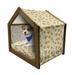 Yellow Flower Pet House Playful Spring with Narcissus Daffodils Flourish Graphic Garden Outdoor & Indoor Portable Dog Kennel with Pillow and Cover 5 Sizes Pale Pink Yellow Cream by Ambesonne