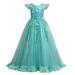 Flower Girls Maxi Dress Birthday Party Embroidery Dress Ball Gown Tulle Party Ruffles Lace Dresses