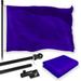 G128 Combo Pack: 5 Ft Tangle Free Aluminum Spinning Flagpole (Black) & Solid Violet Color Flag 2.5x4 Ft LiteWeave Pro Series Printed 150D Polyester | Pole with Flag Included