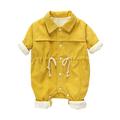 Rovga Boys Bodysuits Thick Warm Jumpsuit Draw String Pure Color Kids Toddler Clothes