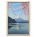 Mountain Wall Art with Frame Japanese Mountain with Snowy Peak with Spring Cherry Blossom Branches Lake Printed Fabric Poster for Bathroom Living Room Dorms 23 x 35 Multicolor by Ambesonne