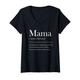 Damen Mama Familie Mutter Muttertag Wörterbuch T-Shirt mit V-Ausschnitt