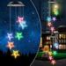 SDJMa 33.5in Star Wind Chime Color Changing Mobile 6-LED Solar Wind Chime Outdoor Mobile Hanging Patio Light Porch Deck Garden Decor