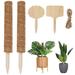 Eummy Plant Pole Stick Natural Coconut Palm Coir Totem Pole Safe Moss Pole Coconut Palm Plant Support Kit with 2pcs Wooden Labels and 2m/78.7in Hemp Rope for Climbing Plant Potted Plant Vine