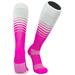 TCK Elite Breaker Fade Lines Knee High Sports Socks - White Hot Pink (XL)