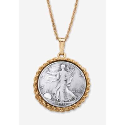Men's Big & Tall Genuine Half Dollar Pendant Necklace In Yellow Goldtone by PalmBeach Jewelry in 1934