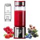 Smoothie blender Portable for smoothies Glass bottle Mini USB rechargeable Handheld battery powered hand blend Shakes Cup fruit juicer (Red Steel)