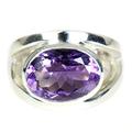 Jewelryonclick Natural Amethyst Sterling Silver Ring Genuine Oval Cut Bold Style Ring For Men Size UK H-Z