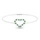 Diamondere Natural and Certified Gemstone and Diamond Heart Chain Bracelet in 14K White Gold | 0.34 Carat Bracelet for Women, Length - 7.25 inch, Metal, Emerald