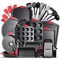 Eatex Nonstick Bakeware Sets with Baking Pans Set, 39 Piece Baking Set with Muffin Pan, Cake Pan & Cookie Sheets for Baking Nonstick Set, Steel Baking Sheets for Oven with Kitchen Utensils Set - Black