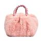 HIHELO Handbag Women Crossbody Bags Fluffy Cloud Bag Handbag Woven Handle Female Shoulder Handbags Girls-Pink