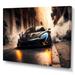 17 Stories Black McClaren Sports Car Racing in Italian Street I - Print on Canvas Metal in Gray/Yellow | 16 H x 32 W x 1 D in | Wayfair