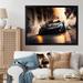 17 Stories Black McClaren Sports Car Racing in Italian Street I - Print on Canvas Metal in Gray/Yellow | 24 H x 32 W x 1 D in | Wayfair