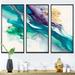 Ivy Bronx Tropical Turquoise Joyfulness III - Abstract Liquid Ink Canvas Wall Art Set Canvas in White | 28 H x 36 W x 1 D in | Wayfair