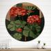 Red Barrel Studio® Blossoming Geranium in Retro Colors III - Floral Wall Art - Natural Pine in Brown/Green/Red | 23 H x 23 W x 1 D in | Wayfair